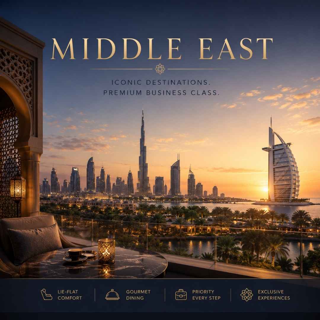 Discounted business class flights to The Middle-East
